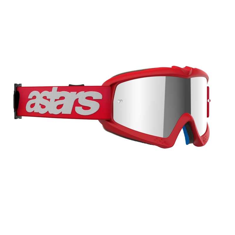 Gafas de motocross para niños Alpinestars Vision Youth Blaze rojas con lentes plateadas espejadas