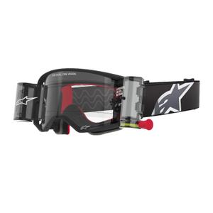 Gafas de motocross Alpinestars Supertech Corp ROLL-OFF Wide Vision negras y grises con lente transparente