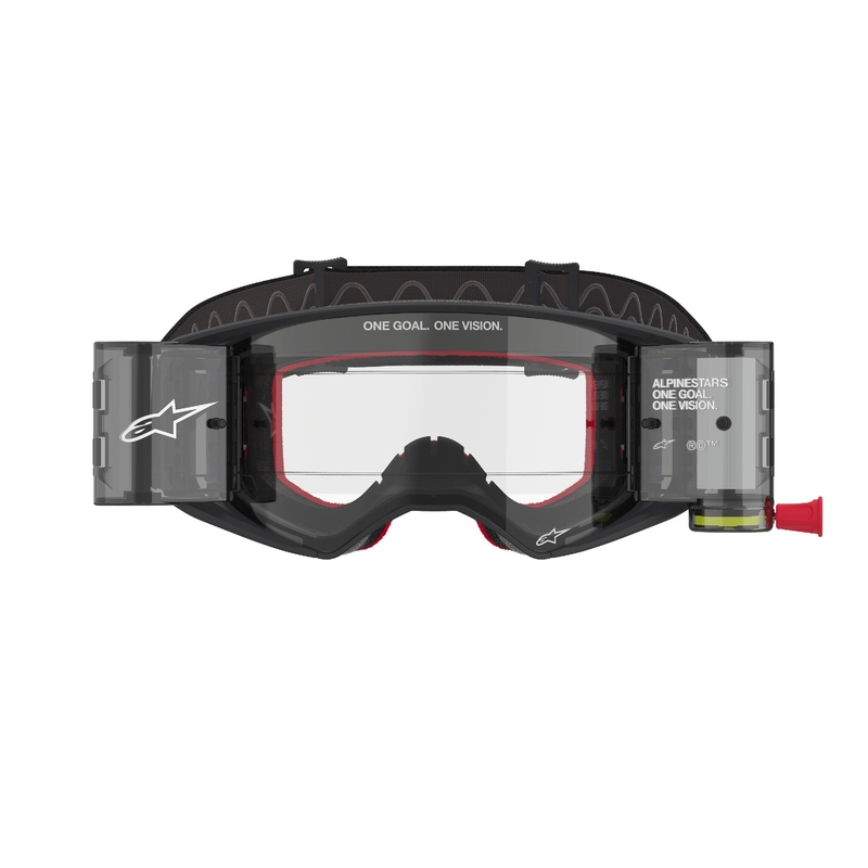 Gafas de motocross Alpinestars Supertech Corp ROLL-OFF Wide Vision negras y grises con lente transparente
