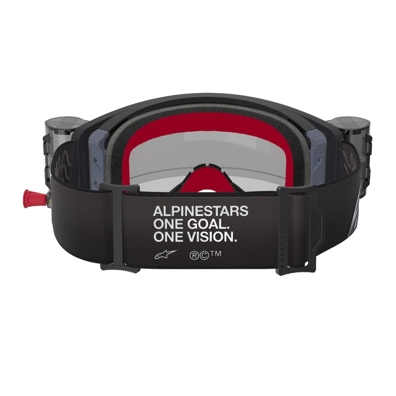 Gafas de motocross Alpinestars Supertech Corp ROLL-OFF Wide Vision negras y grises con lente transparente