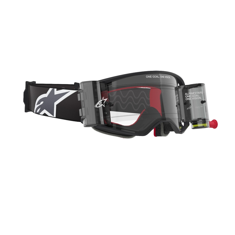 Gafas de motocross Alpinestars Supertech Corp ROLL-OFF Wide Vision negras y grises con lente transparente