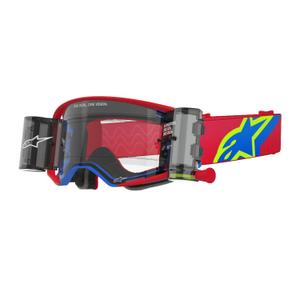 Gafas de motocross Alpinestars Supertech Corp ROLL-OFF Wide Vision rojo y azul con lente transparente
