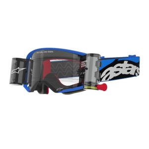 Gafas de motocross Alpinestars Supertech Stream ROLL-OFF Wide Vision azul con lente transparente