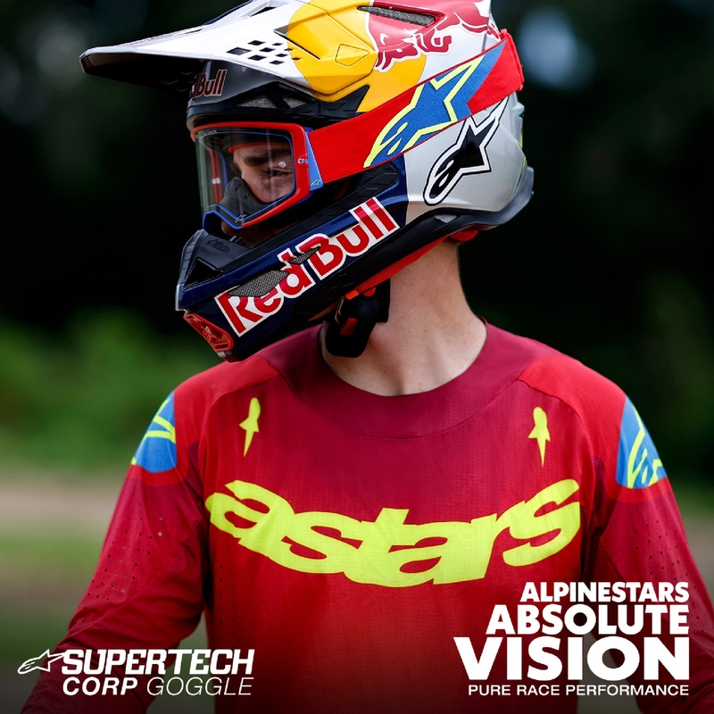 Gafas de motocross Alpinestars Supertech Stream ROLL-OFF Wide Vision azul con lente transparente