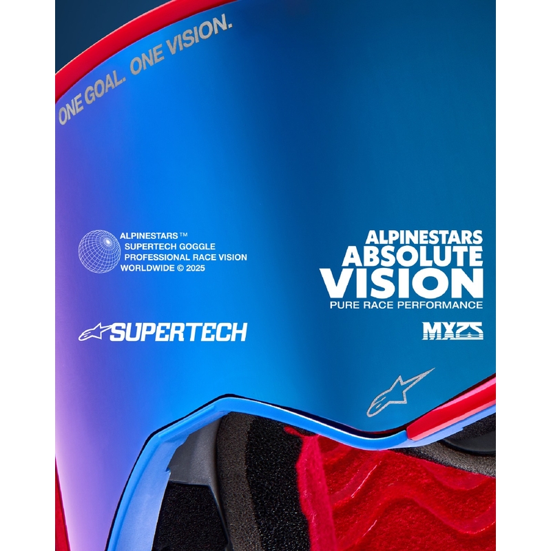 Gafas de motocross Alpinestars Supertech Stream ROLL-OFF Wide Vision azul con lente transparente