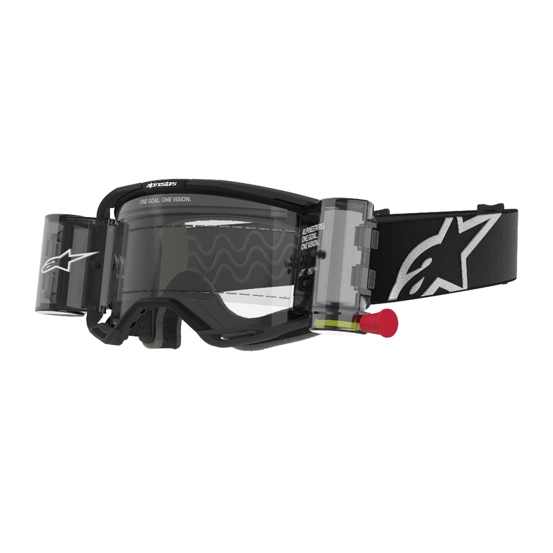 Gafas de motocross Alpinestars Vision 8 Corp ROLL-OFF Wide Vision negras con lente transparente