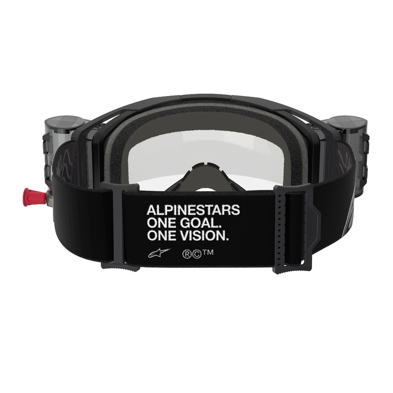 Gafas de motocross Alpinestars Vision 8 Corp ROLL-OFF Wide Vision negras con lente transparente