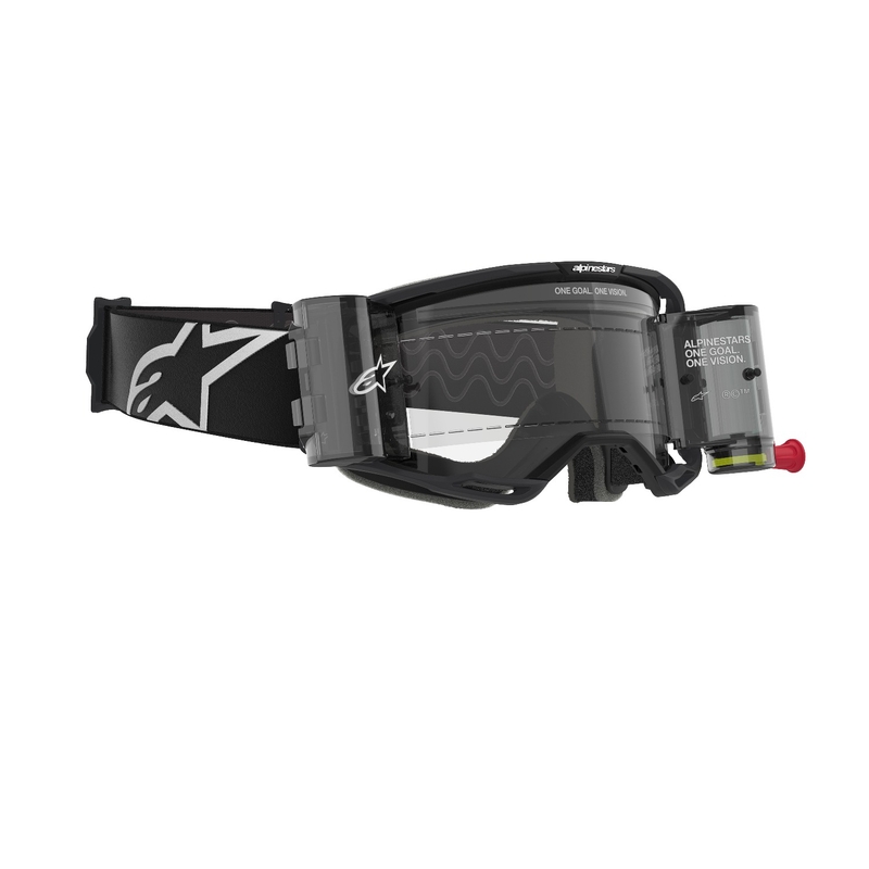 Gafas de motocross Alpinestars Vision 8 Corp ROLL-OFF Wide Vision negras con lente transparente