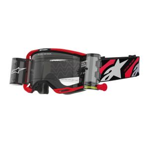 Gafas de motocross Alpinestars Vision 8 Luar ROLL-OFF Wide Vision rojo y negro con lente transparente