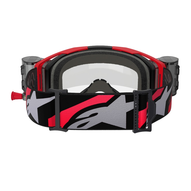 Gafas de motocross Alpinestars Vision 8 Luar ROLL-OFF Wide Vision rojo y negro con lente transparente