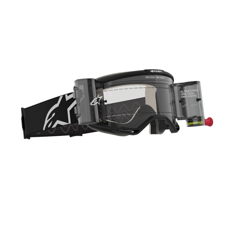 Gafas de motocross Alpinestars Vision 5 Corp ROLL-OFF Wide Vision negras con lente transparente