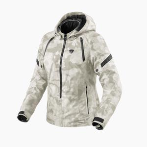 Chaqueta de moto para mujer Revit Flare 3 H2O camo gris y blanca
