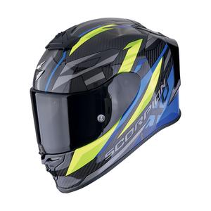 Casco integral de moto Scorpion EXO-R1 EVO CARBON AIR RUNNER negro-azul-amarillo fluo