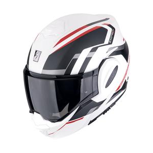 Casco de moto plegable Scorpion EXO-TECH EVO FURIO mate blanco-negro-rojo