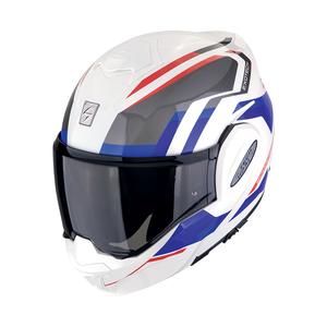 Casco de moto plegable Scorpion EXO-TECH EVO FURIO blanco-rojo-azul