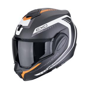 Casco de moto plegable Scorpion EXO-TECH EVO CARBON COSY negro-naranja mate