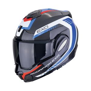 Casco de moto plegable Scorpion EXO-TECH EVO CARBON COSY negro-azul-rojo