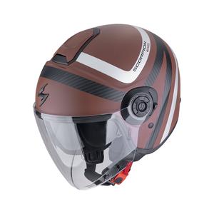 Casco de moto abierto Scorpion EXO-CITY II RIVA marrón-plata mate
