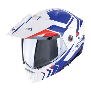 Casco de moto abatible Scorpion ADX-2 LEWIS blanco-azul-rojo