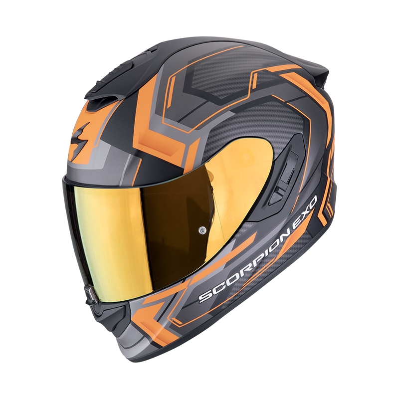 Casco integral de moto Scorpion EXO-1400 EVO II AIR LINART negro-naranja mate liquidación