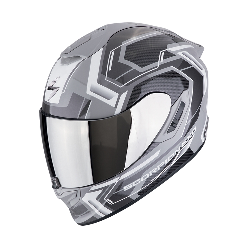 Casco integral de moto Scorpion EXO-1400 EVO II AIR LINART gris y blanco liquidación