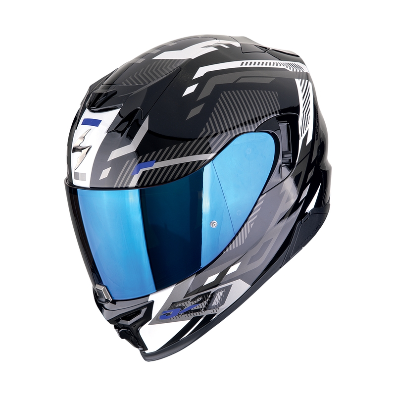Casco integral de moto Scorpion EXO-520 EVO AIR RANKA negro-blanco-azul liquidación