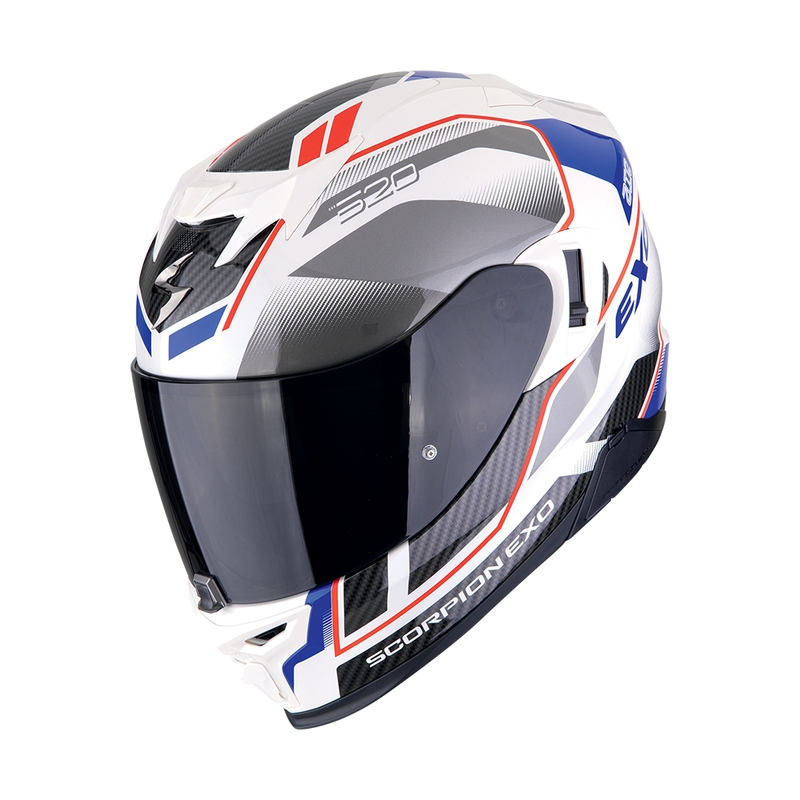Casco integral de moto Scorpion EXO-520 EVO AIR LENA blanco perla-azul liquidación