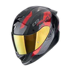 Casco integral de moto Scorpion EXO-1400 EVO II CARBON AIR PLATTED negro-rojo