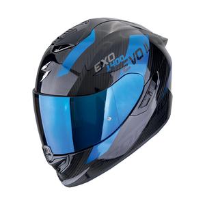 Casco integral de moto Scorpion EXO-1400 EVO II CARBON AIR PLATTED negro-azul
