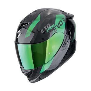 Casco integral de moto Scorpion EXO-1400 EVO II CARBON AIR PLATTED negro-verde