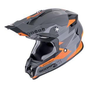 Casco de motocross Scorpion VX-16 EVO AIR ROD gris-naranja