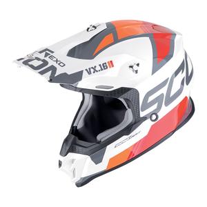 Casco de motocross Scorpion VX-16 EVO AIR ANALOG blanco-naranja