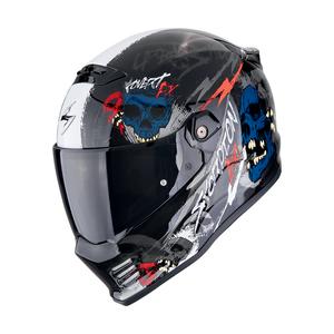 Casco integral de moto Scorpion COVERT FX SKULLZ negro-gris-rojo