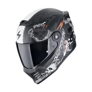 Casco integral de moto Scorpion COVERT FX SKULLZ negro mate-gris-dorado