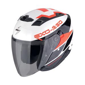 Casco de moto abierto SCORPION EXO-230 BAND blanco-negro-rojo