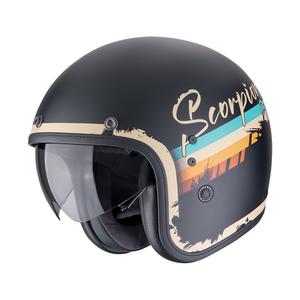 Casco de moto abierto Scorpion Belfast Evo ADONIS negro-beige mate