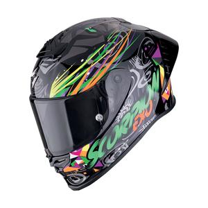 Casco integral de moto Scorpion EXO-R1 EVO II AIR SAVAGE negro-verde-naranja