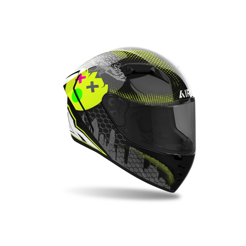 Casco integral de moto Airoh CONNOR Gamer negro-gris-amarillo fluo
