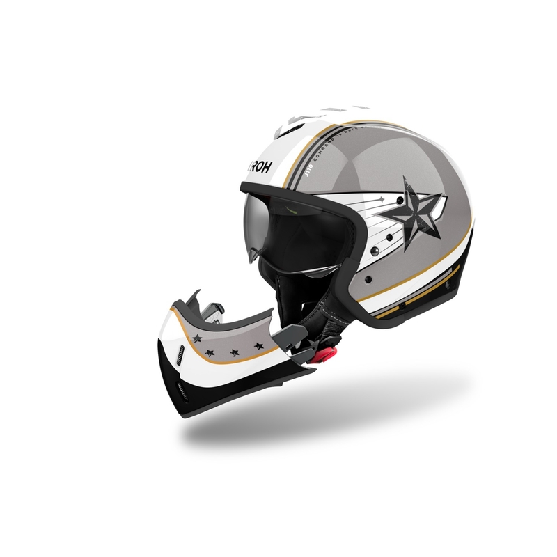 Casco de moto modular Airoh J110 Command gris brillante