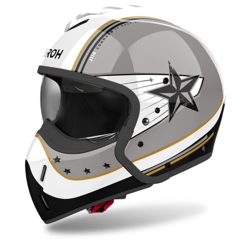Casco de moto modular Airoh J110 Command gris brillante
