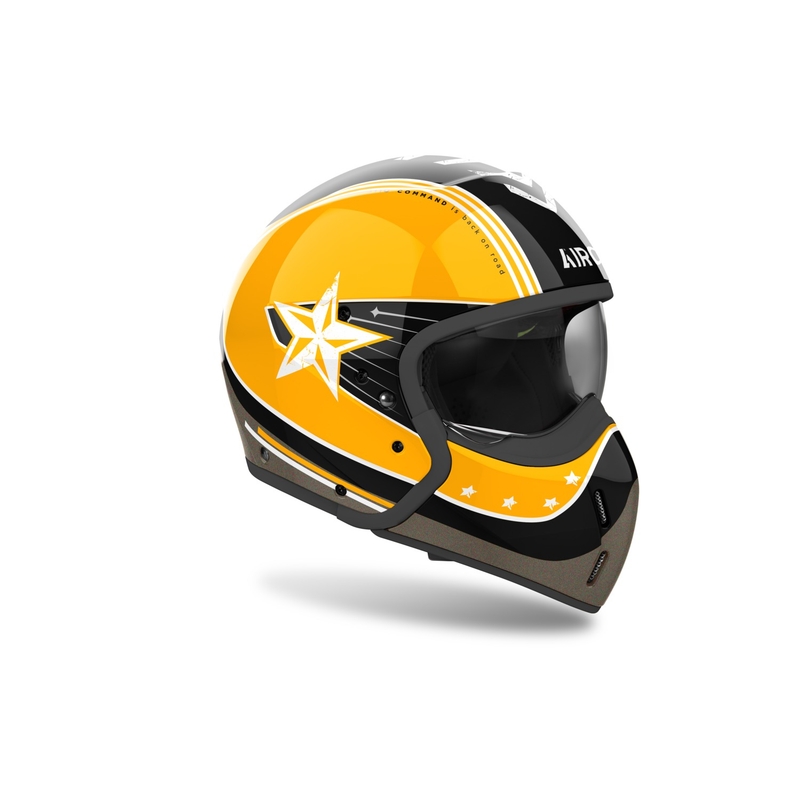Casco de moto modular Airoh J110 Command amarillo brillante