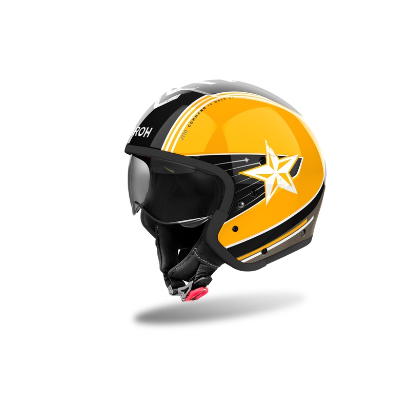 Casco de moto modular Airoh J110 Command amarillo brillante