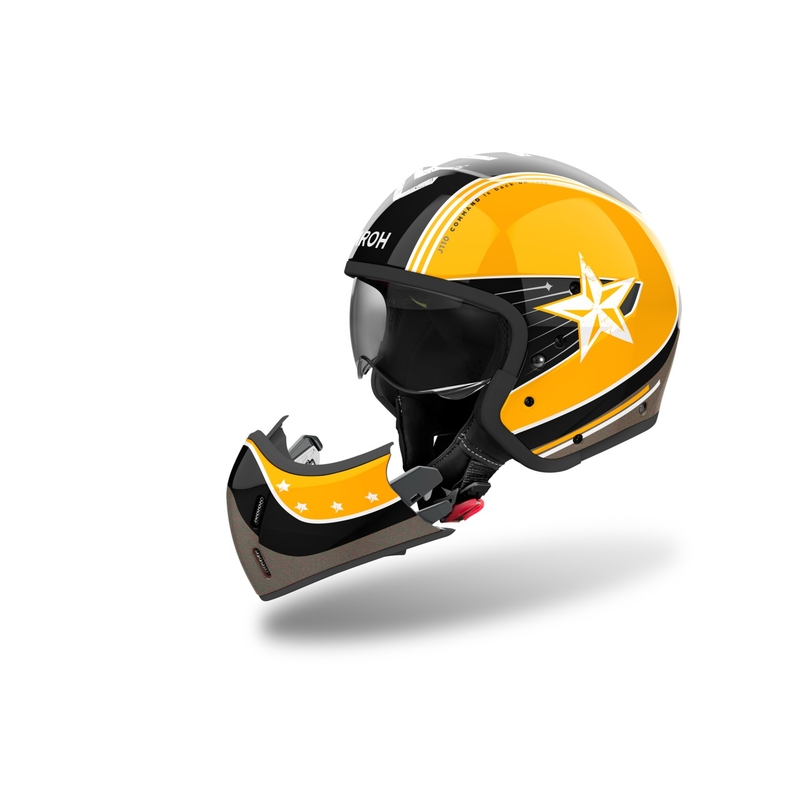 Casco de moto modular Airoh J110 Command amarillo brillante