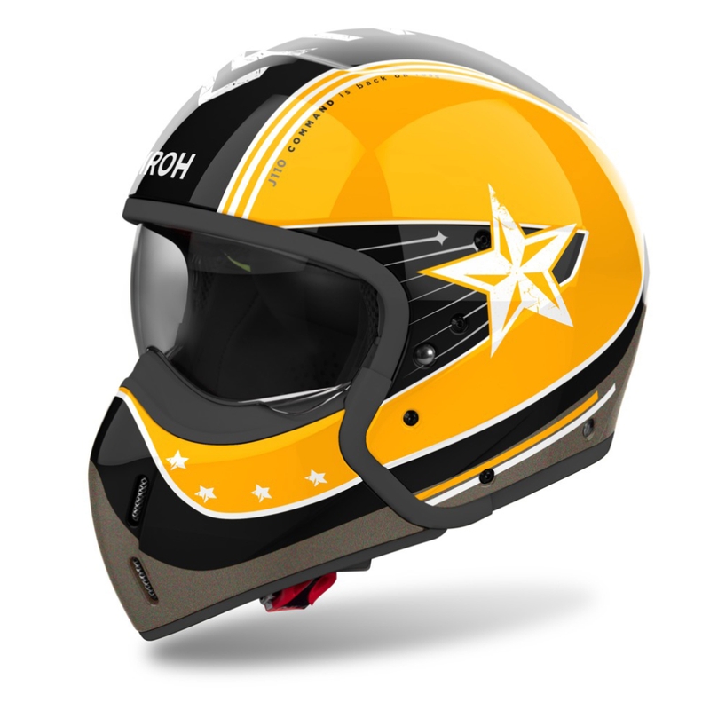 Casco de moto modular Airoh J110 Command amarillo brillante
