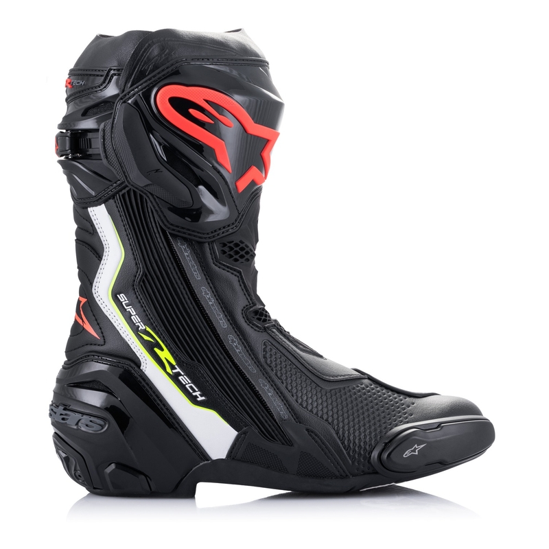 Botas de moto Alpinestars Supertech R Negro-Blanco-Rojo-Flúo-Amarillo