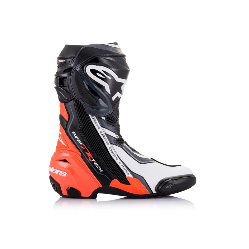 Botas de moto Alpinestars Supertech R negro-rojo fluo-blanco-gris