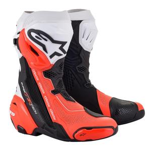 Botas de moto Alpinestars Supertech R Vented negro-blanco-rojo fluo