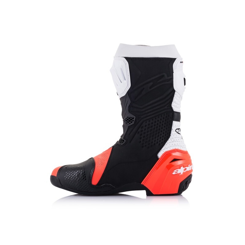 Botas de moto Alpinestars Supertech R Vented negro-blanco-rojo fluo