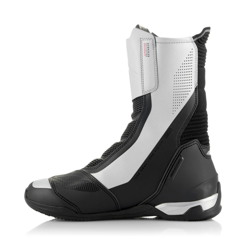 Botas de moto Alpinestars SP-X BOA negras y plateadas