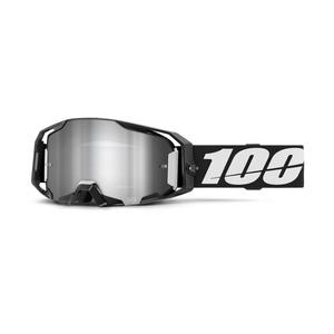Gafas de motocross 100% ARmatic negras con plexi espejado plateado